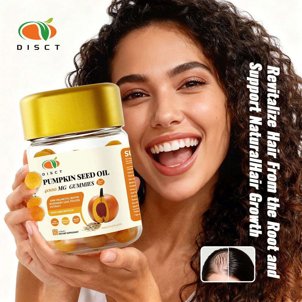 Pumpkin Seed Oil Vitamin Gummies for Hair Growth & Wellness Supplement
