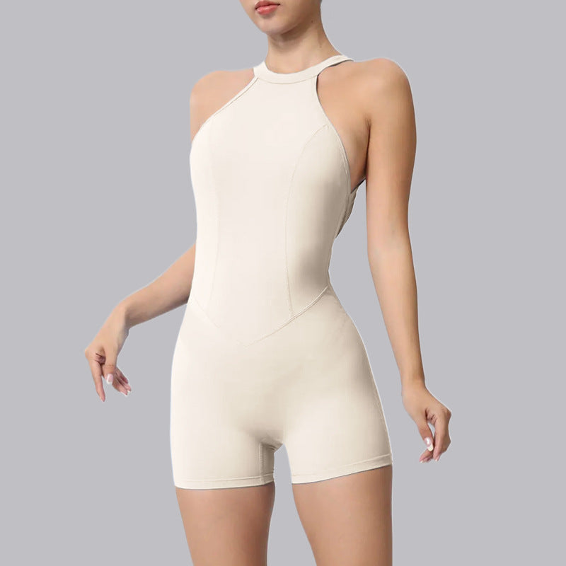Running fitness jumpsuit.