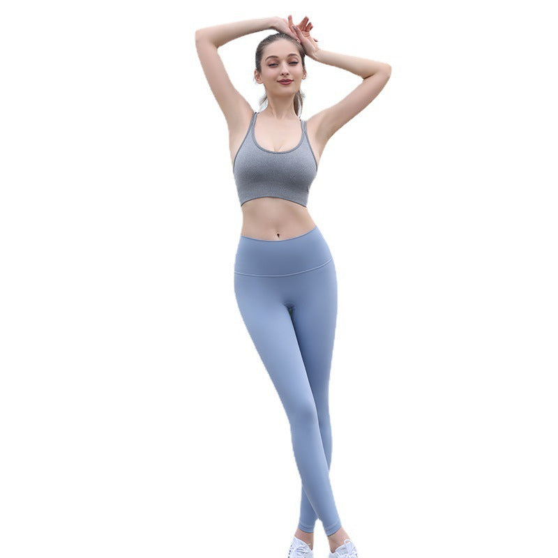Summer New Double-Sided Brushed Fitness Pants with Bra.