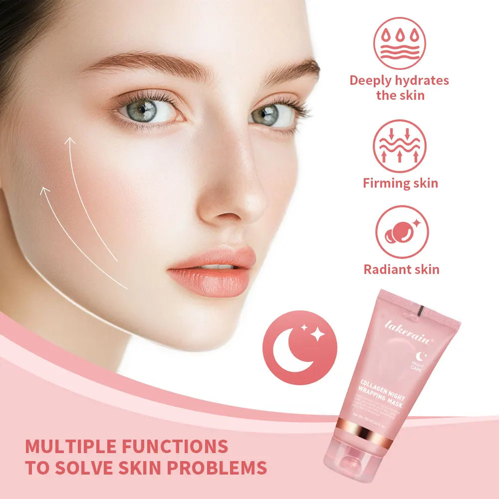 •Collagen Jelly Cream •Hydrolyzed Collagen •Overnight Wrapping Peel-Off Mask 
•Hydrating and Firming •Moisturizing SkinCare
