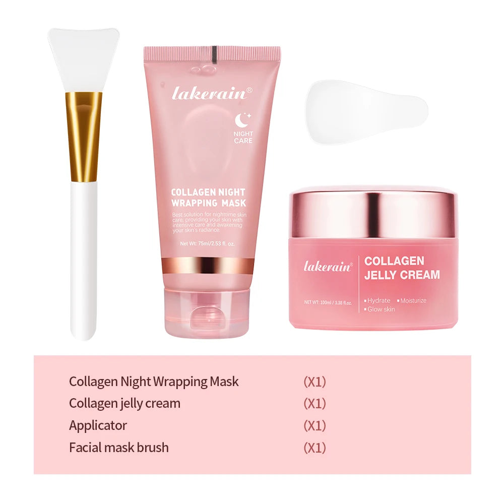 •Collagen Jelly Cream •Hydrolyzed Collagen •Overnight Wrapping Peel-Off Mask 
•Hydrating and Firming •Moisturizing SkinCare