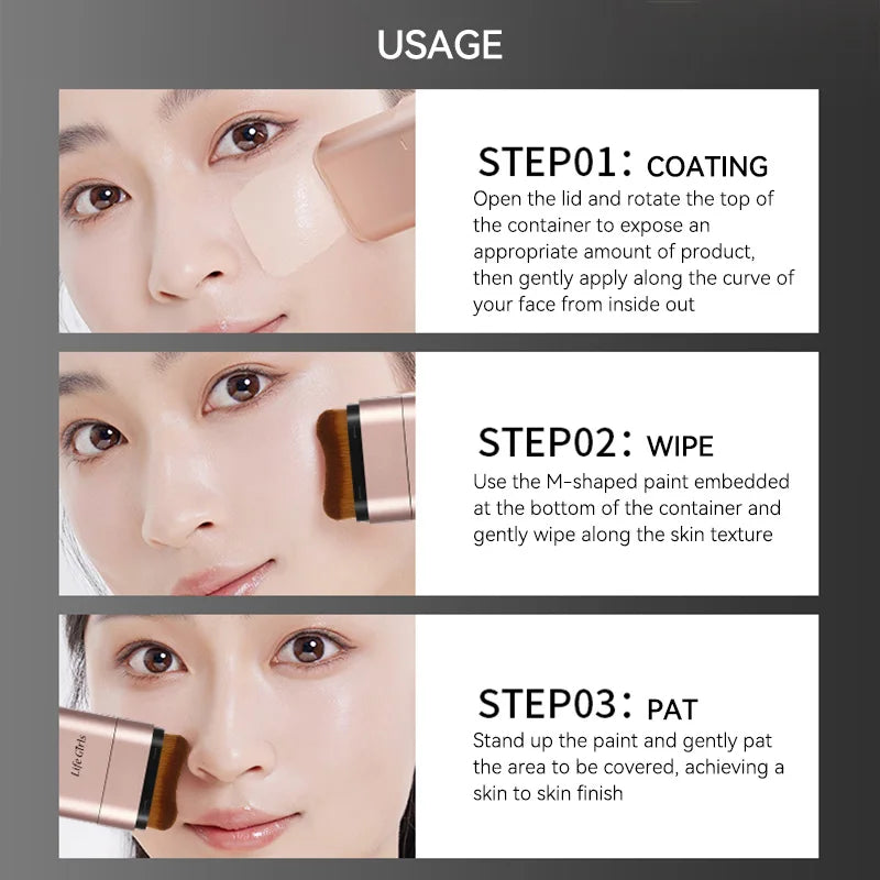 Light and Moist Hydrating Foundation That Rotates for Easy Use, with Own Brush.